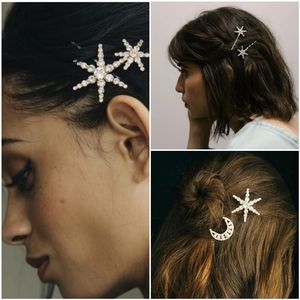 ❤IN STOCK❤ 7 pc Star/Moon Rhinestone Hair Barrette
